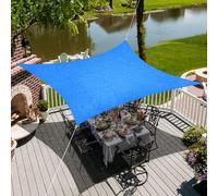 jarolift Toile d'ombrage carrée, Respirante, Pare-Soleil, Voile de Protection Solaire pour terrasse, Jardin, Balcon, Tissu HDPE, 360 x 360 cm, Bleu Azur
