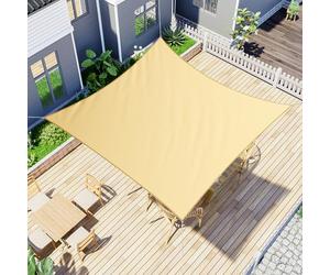 jarolift Voile Pare-Soleil carré, Hydrofuge, Brise-Soleil pour terrasse, Jardin, Balcon, Tissu Polyester, 500 x 500 cm, Sable