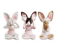 JARPSIRY Ensemble de 3 Statues de Chat Sage Sphynx Voir Entendre Parler sans Mal Zen méditer Yoga Chats Figurine Bouddha Chats Sculptures 3,3" de Haut étagère sitters