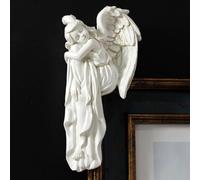JARPSIRY Statue d'ange endormi - Décoration d'angle de porte - 16 cm de haut - Figurine d'ange gardien en résine - Sculpture de bord pour décoration de maison, fenêtre, armoire (gauche)