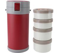Jarre isotherme 2.9L en acier inoxydable 304, résistante aux micro-ondes, étanche aux fuites, empilable, avec poignée à courroie Jarre isotherme sous vide pour l'école et le bureau Rouge