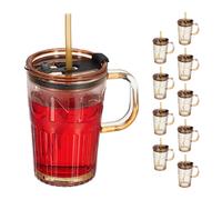 Jarre paille Verre lot 10 Gobelet couvercle paille Mug verre paille