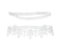 Jarretelles de jambe mariée for robe, jarretelles brodées for femmes, bandes cuisses, anneau, bas en dentelle, Cosplay, blanc et noir(White AB,52-70cm)
