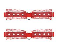 Jarretelles en cuir avec cœur et dentelle pour femme et fille, Rouge, taille unique