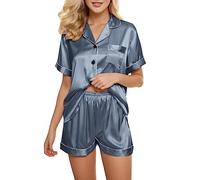 Jarretelles Lingerie Courte Femmes Femmes Pyjama Ensemble de Sous-vêtements Ample Pyjama Robe Courte Vêtements de Nuit Femme Satin Vêtements de Nuit Laqués Lingerie Femme Sexy, Marine, M
