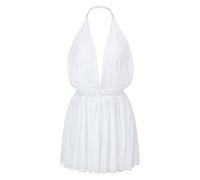 Jarretelles Lingerie Femme Sexy résille Porte-jarretelles Babydoll Lingerie Sexy Body Costume Femmes Clubwear Licol pour le sexe Dentelle Gothique Lingerie de charme Licol érotique Bodysuit, Blanc