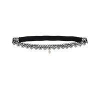 Jarretière de jambe mariée avec pendentif en cristal, décoration robe, jarretelles dentelle, bandes cuisses for femmes, blanc et noir(Black B,52-70cm)