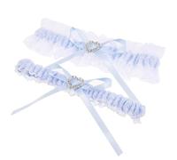 Jarretière en Dentelle Bleue pour Mariée, Ornement Cœur | Paire, Effet Élastique Confortable, Accessoire de Robe pour Cérémonie et Anniversaire