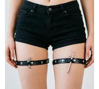 Jarretières en cuir noires pour serrer les jambes avec pistolet et épée | Jarretières pour Halloween, enterrement de vie de jeune fille, bal masqué, mariage, accessoires de mariée