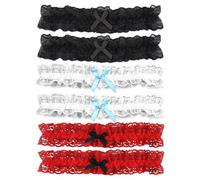 Jarretières Sexy En Dentelle, 6 Pièces, Jarretelles De Mariée, Nœud, Accessoires Pour Vêtements