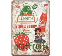 Jarritos Plaque décorative en étain style vintage avec inscription « Strrwberry » 20,3 x 30,5 cm