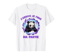 j'arrive Je Finis ma Partie Panda Gamer Humour Console pc T-Shirt Graphique avec Valeur, Homme, Blanc, M