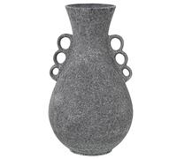 Jarron Anneaux en Céramique Gris Foncé Texture Sable 19x33cm