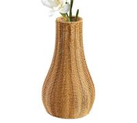 Jarrón De Piso, Florero De Flores - Jarrones De Piso De Ratán Artificial Tall,Soporte De Plantas Tejidas Mejora La Decoración Del Hogar: 25.5 Cm/10 Pulgadas
