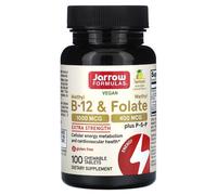 Jarrow Formulas B12, B6 (P-5-P) & folate, goût citron, 100 pastilles