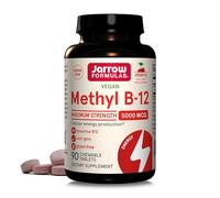 Jarrow Formulas Methyl B-12 5000 mcg - 90 Chewable Tablets, Cherry - Bioactive Vitamin B12 - Supports Energy Production, Brain Health & Metabolism - Gluten Free - 90 Servings