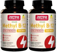 Jarrow Formulas, Méthyl B12, 1.000mcg, 2 Jours de Dépôt, Goût de Citron, 100 Comprimés à Sucer végétaliens, Sans Gluten, Végétarien, Sans Soja, Sans OGM (Lot de 2)