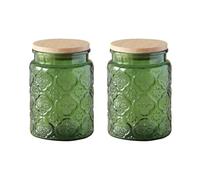 Jarsense 2 bocaux en verre de 700 ml avec couvercle en bambou - Bocaux en verre scellés de qualité alimentaire pour la maison - Bocal pour grains de café et feuilles de thé - Bocal de conservation à