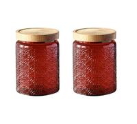 Jarsense 2 pièces Bocal en verre 700ml avec couvercle en bois - Bocal scellé en verre de qualité alimentaire pour la maison - Bocal pour grains de café et feuilles de thé - Bocal de conservation avec