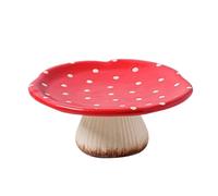 Jarsense Assiette à salade en forme de champignon, plateau à dessert mignon en céramique, plateau de service à pois de 22,9 cm