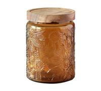 Jarsense Bocal en verre à motif gerbera jaune vintage, 700ml, 9,5cm x 13,5cm, hermétique, bocal de conservation de qualité alimentaire pour aliments secs