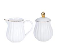 Jarsense Ensemble sucrier et crème en céramique avec couvercle et pichet à crème, pot à lait, pot à sucre, service à café avec plateau pour lait et café à la maison - Blanc