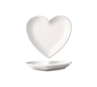 Jarsense Lot de 2 assiettes en céramique multifonction en forme de cœur pour salade, spaghetti, gâteau, collation, maison, camping, fête (blanc)