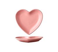 Jarsense Lot de 2 assiettes en céramique multifonction en forme de cœur pour salade, spaghetti, gâteau, collation, maison, camping, fête (rose)