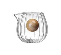 Jarsense Mini pot à lait, pot à mousser en verre cristal de 60 ml avec poignée en bois pour café, lait, sauce maison, cuisine