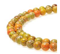 jartc Perles Pour Energy Bracelets Bracelet de Yoga Bracelet DIY Perles en Pierre Naturel Jaune Jaspe Impérial 60 Pièces, 34CM, 6 mm