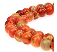 jartc Perles Pour Energy Bracelets Bracelet de Yoga Bracelet DIY Perles en Pierre Naturel Orange Jaspe Impérial 60 Pièces, 34CM, 6 mm