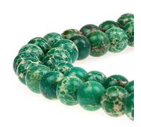 jartc Perles Pour Energy Bracelets Bracelet de Yoga Bracelet DIY Perles en Pierre Naturel Vert Foncé Jaspe Impérial 38 Pièces, 34CM, 10 mm