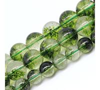 jartc Perles Rondes en Vrac en Vert Fantôme Fissure Quartz Naturelle 8mm pour Bijoux Bracelet Collier Accessoires