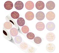 JarThenaAMCS Lot de 1 000 autocollants en feuille d'or rose avec verset de la Bible - 12 designs - Étiquettes adhésives pour sceller des cartes et des enveloppes - 3,8 cm