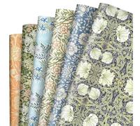 JarThenaAMCS Lot de 12 feuilles de papier cadeau William Morris - Pas de rouleau - Papier cadeau rétro floral verdure pliable à plat pour loisirs créatifs, mariage, fête prénatale, anniversaire, 50 x