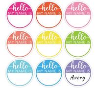 JarThenaAMCS Lot de 315 étiquettes autocollantes rondes « Hello My Name is Name is Name » - 9 couleurs - Tableau d'affichage coloré pour la rentrée scolaire, le bureau, la décoration murale, 6,3 cm