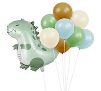 JarThenaAMCS T-Rex - Ballons décoratifs pour fête d'anniversaire - Ballons en latex avec ruban pour fête prénatale sur le thème de la jungle et du jurassique - Vert/marron/bleu