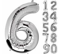 JARTTY Ballon 6 Ans Argenté 101 cm Chiffre Gonflable Ballons Anniviersaire Aluminium Hélium Happy Birthday Decoration