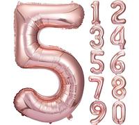 JARTTY Ballon Anniversaire 5 Ans Ballons Chiffre Numéro 5 Rose Gold 101 cm Gonflable Grand Hélium Happy Birthday Fête Decoration