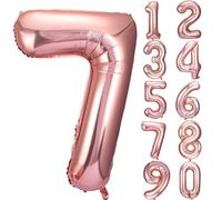 JARTTY Ballon Anniversaire 7 Ans Ballons Chiffre Numéro 7 Rose Gold 101 cm Gonflable Grand Hélium Happy Birthday Fête Decoration