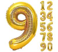 JARTTY Ballon Anniversaire 9 Ans Ballons Chiffre Numéro 9 Or Doré 101 cm Gonflable Grand Hélium Happy Birthday Fête Decoration