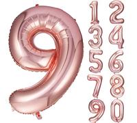 JARTTY Ballon Anniversaire 9 Ans Ballons Chiffre Numéro 9 Rose Gold 101 cm Gonflable Grand Hélium Happy Birthday Fête Decoration