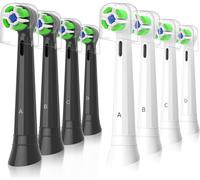 Jarubekil iO Lot de 4 brossettes de rechange compatibles avec les brosses à dents électriques Oral b IO 2/3/4/5/6/7/8/9/10 (4 blanches et 4 noires)