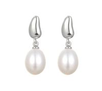 JaruJaru Boucles d'oreilles pendantes baroques, crochets et tiges en argent sterling S925 (plaqué or et rhodium), grandes perles d'eau douce naturellement formées irrégulières et ovales, dates