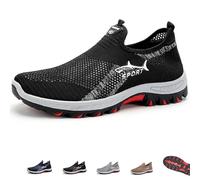 Jarv Cooling Comfort Sneaker, Atlacoast Summer Breathable Mesh Slip-on Casual Sports Walking Shoes (Black,39.5)