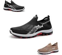 Jarv Cooling Comfort Sneaker, Breathable Walking Mesh Shoes for Men, Soft Bottom Comfy Casual Anti-Slip Slip on Summer, with a Soft Rubber Base, Suitable for Daily Use (Black,46)