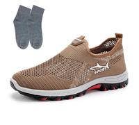 Jarv Cooling Comfort Sneaker, Summer Comfort Casual Breathable Mesh Anti-Slip Slip on Sports Walking Shoes for Men (Coffee,43)