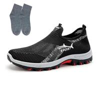 Jarv Cooling Comfort Sneaker, Summer Comfort Casual Breathable Mesh Anti-Slip Slip on Sports Walking Shoes for Men (Black,47)