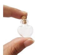 Jarvials 100pcs Forme de Coeur Mini Pendentif Bouteille en Verre Mignon Bricolage avec Bouchon de Liège Cadeau Transparent Flacon(100, Forme de Coeur)