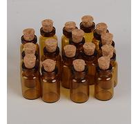 Jarvials 100pcs Joli Mini Bouteille en Verre Transparent Avec Bouchon en liège, Marron Couleurs, Très Belle (Brown, 1ml)